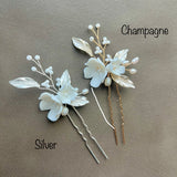 boho bridal hair comb clay flower with blush leaves light silver hair comb hair pins for bridesmaids
