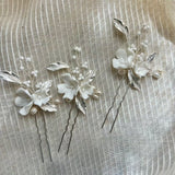 boho bridal hair comb clay flower with blush leaves light silver hair comb hair pins for bridesmaids