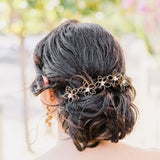 Gold Wedding bridal simple Hair Vine, Bridal Headpiece, Bridal Hairpiece, Ribbon Wire Headband, Wedding Hairpiece, Wired Vine