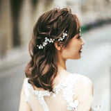 white little flower bridal hairpiece hair vine hair pins, vintage roman headpiece hair vine, boho florets hair vine, bride bridesmaid wedding hair pins