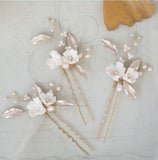 boho bridal hair comb clay flower with blush leaves light silver hair comb hair pins for bridesmaids