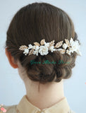 P195. white petite floral and cluster bead comb, hair piece for wedding bride or bridesmaids