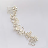 silver bridal hairpiece hair comb for wedding, silver hair vine with comb, boho back side comb, Bridal Headpiece for Wedding