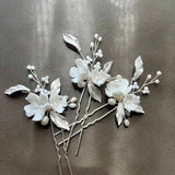 boho bridal hair comb clay flower with blush leaves light silver hair comb hair pins for bridesmaids