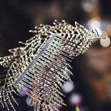 silver feather hair comb hairpiece Wedding hair comb Bridal hairclip feather 1920's 30's hairpiece