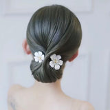 C182. vintage enameled off white floral hair comb, bridal headpiece