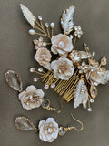 rose gold hair comb boho hairpiece weding bride hair accessory