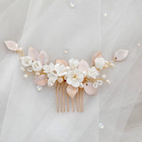 Wedding blush white clay flower Hair Comb Flower Hairpiece Wedding Headpiece Clay Flower Hair Piece Bridal Hair Accessories 
