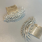 silver feather hair comb hairpiece Wedding hair comb Bridal hairclip feather 1920's 30's hairpiece