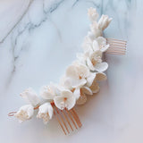clay flower bridal headpiece, Gold ivory white flower headpiece hair vine, Gold bridal comb, gold hair piece, Wedding headpiece, Bridal hair comb, bridal comb, wedding comb