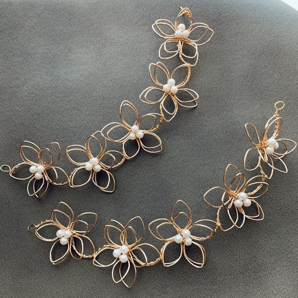 Gold Wedding Hair Vine, Bridal Headpiece, Bridal Hairpiece, Ribbon Wire Headband, Wedding Hairpiece, Wired Vine
