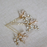 Blush pink rose gold bridal hairpins hair accessories  bridesmaid hairpins Bridal hair accessories Blush pink hair pieces-Rose gold bridal hairpins