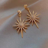 Gold Rhinestone Star Earrings and Bracelet, Drop Dangle Earrings, hoop earrings, Bridal Best Friend Girlfriend Gift.