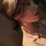 pearl dangle earrings wire drop earrings long pearl earrings