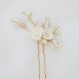 boho-bridal-hair-comb-clay-flower-with-blush-leaves light silver hair comb hair pins for bridesmaids