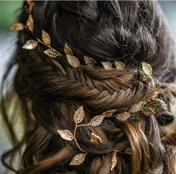 wedding bridal boho leaf hair vine gold leaf hair vine silver leaf hair vine boho bridal headpiece