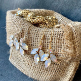 boho opal moonstone earrings, wedding bridal hair wreath, Wedding bridal Headpiece by Green Alaska