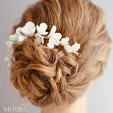 C143. ivory clay flower hairpiece for bride