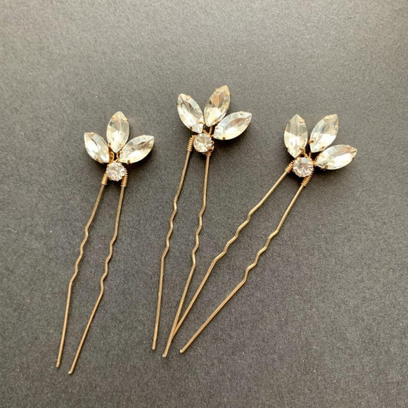 gold silver Crystal Hair Pins Bridal Hair Pins Wedding Hair Pins Silver Hair Pins Gold Hair Pins Bridal Bobby Pins Minimal Hair Pins Headpiece 