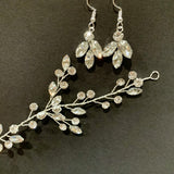 crystal hair vine for bride, silver hair vine and earrings, wedding headpiece, rhinestone hair vine, Wedding bridal Headpiece, bridal hair accessories