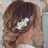 C220 white blossom hair comb for wedding