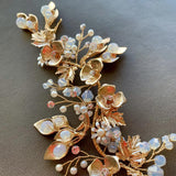 V101 gold bridal boho hairpiece for wedding, hair vine