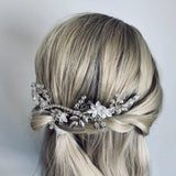 silver bridal hairpiece hair comb for wedding, silver hair vine with comb, boho back side comb, Bridal Headpiece for Wedding